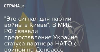 "Это сигнал для партии войны в Киеве". В МИД РФ связали предоставление Украине статуса партнера НАТО с войной на Донбассе