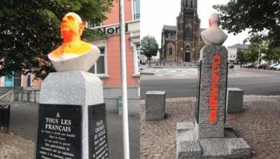 Во Франции вандалы в знак протеста облили памятник де Голлю краской