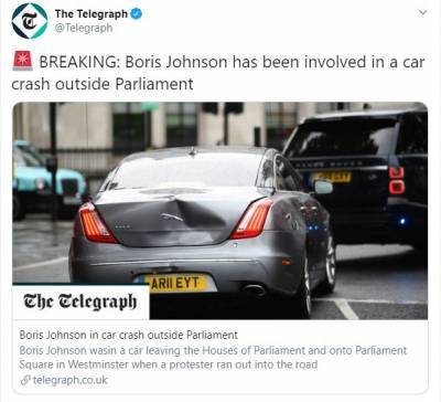 Борис Джонсон попал в ДТП возле здания британского Парламента