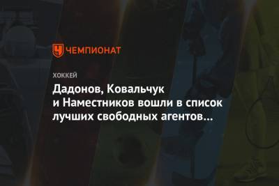 Дадонов, Ковальчук и Наместников вошли в список лучших свободных агентов по версии Score