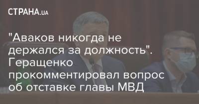 "Аваков никогда не держался за должность". Геращенко прокомментировал вопрос об отставке главы МВД