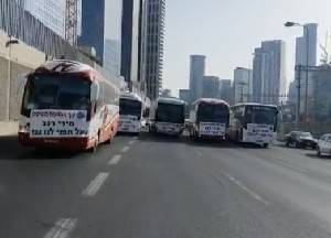 Водители автобусов протестуют в Тель-Авиве