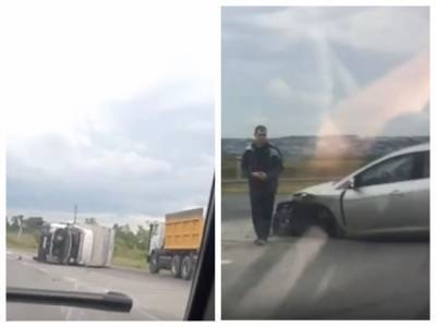 «ГАЗель» перевернулась в результате жёсткого ДТП на кузбасской трассе