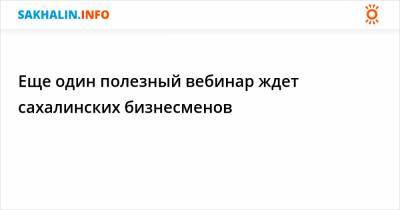 Еще один полезный вебинар ждет сахалинских бизнесменов