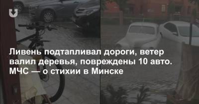 Ливень подтапливал дороги, ветер валил деревья, повреждены 10 авто. МЧС — о стихии в Минске