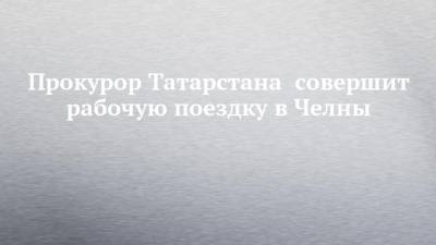 Прокурор Татарстана совершит рабочую поездку в Челны