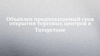 Объявлен предполагаемый срок открытия торговых центров в Татарстане