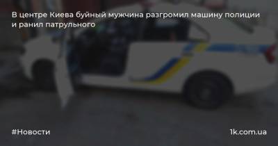 В центре Киева буйный мужчина разгромил машину полиции и ранил патрульного