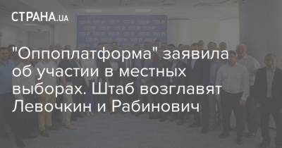 "Оппоплатформа" заявила об участии в местных выборах. Штаб возглавят Левочкин и Рабинович