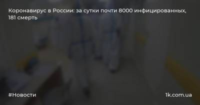 Коронавирус в России: за сутки почти 8000 инфицированных, 181 смерть
