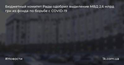 Бюджетный комитет Рады одобрил выделение МВД 2,6 млрд грн из фонда по борьбе с COVID-19