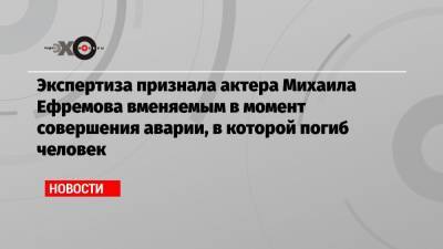 Экспертиза признала актера Михаила Ефремова вменяемым в момент совершения аварии, в которой погиб человек