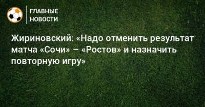 Жириновский: «Надо отменить результат матча «Сочи» – «Ростов» и назначить повторную игру»