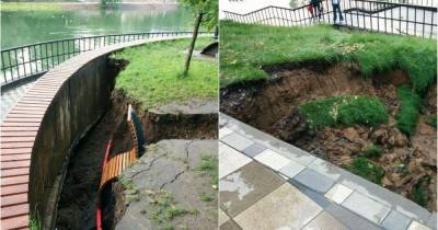 Треснула земля, обвалился мост: стихия нанесла удар по паркам в Москве