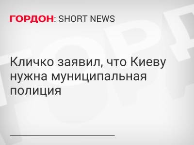 Кличко заявил, что Киеву нужна муниципальная полиция