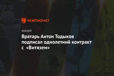 Вратарь Антон Тодыков подписал однолетний контракт с «Витязем»