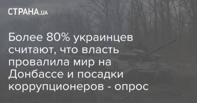 Более 80% украинцев считают, что власть провалила мир на Донбассе и посадки коррупционеров - опрос