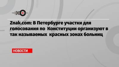 Znak.com: В Петербурге участки для голосования по Конституции организуют в так называемых красных зонах больниц