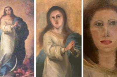 Детский рисунок вместо Девы Марии: В Испании разгорелся новый скандал с реставрацией картин