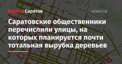 Саратовские общественники перечислили улицы, на которых планируется почти тотальная вырубка деревьев