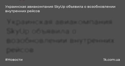 Украинская авиакомпания SkyUp объявила о возобновлении внутренних рейсов