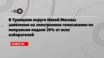 В Троицком округе Новой Москвы заявления на электронное голосование по поправкам подали 39% от всех избирателей
