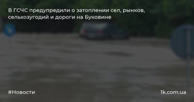 В ГСЧС предупредили о затоплении сел, рынков, сельхозугодий и дороги на Буковине