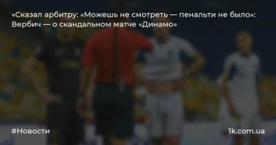 «Сказал арбитру: «Можешь не смотреть — пенальти не было»: Вербич — о скандальном матче «Динамо»