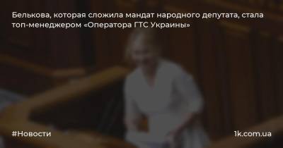 Белькова, которая сложила мандат народного депутата, стала топ-менеджером «Оператора ГТС Украины»