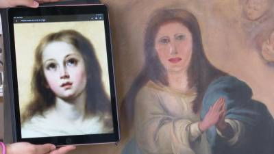 Реставратор из Испании обезобразил лицо Девы Марии на копии картины Мурильо.