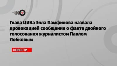 Глава ЦИКа Элла Памфилова назвала провокацией сообщения о факте двойного голосования журналистом Павлом Лобковым