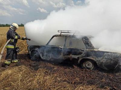 Посреди трассы в Запорожской области сгорел легковой автомобиль