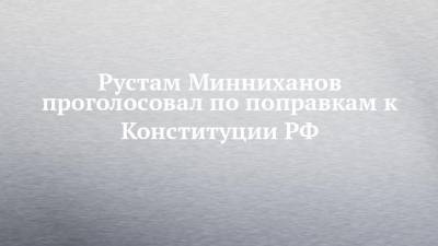 Рустам Минниханов проголосовал по поправкам к Конституции РФ