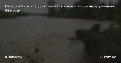 Негода в Україні: підтоплені 285 населених пунктів, зруйновані 64 мости