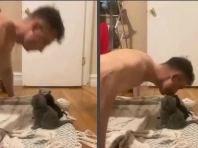 Мужчина придумал мотивацию для занятия спортом: целовал котят