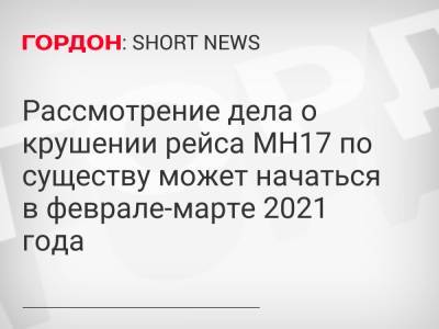 Рассмотрение дела о крушении рейса MH17 по существу может начаться в феврале-марте 2021 года