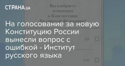 На голосование за новую Конституцию России вынесли вопрос с ошибкой - Институт русского языка