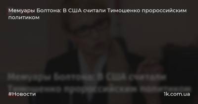 Мемуары Болтона: В США считали Тимошенко пророссийским политиком
