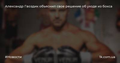 Александр Гвоздик объяснил свое решение об уходе из бокса
