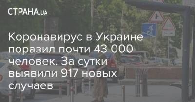 Коронавирус в Украине поразил почти 43 000 человек. За сутки выявили 917 новых случаев