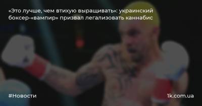 «Это лучше, чем втихую выращивать»: украинский боксер-«вампир» призвал легализовать каннабис