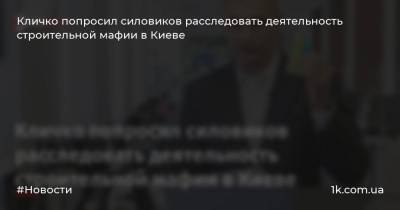 Кличко попросил силовиков расследовать деятельность строительной мафии в Киеве