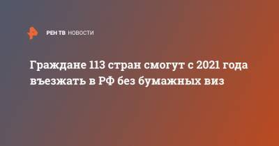 Граждане 113 стран смогут с 2021 года въезжать в РФ без бумажных виз
