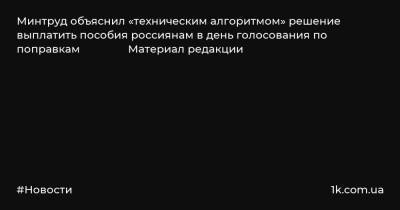 Минтруд объяснил «техническим алгоритмом» решение выплатить пособия россиянам в день голосования по поправкам Материал редакции
