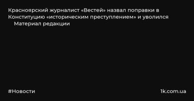 Красноярский журналист «Вестей» назвал поправки в Конституцию «историческим преступлением» и уволился Материал редакции