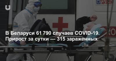 В Беларуси 61 790 случаев COVID-19. Прирост за сутки — 315 зараженных
