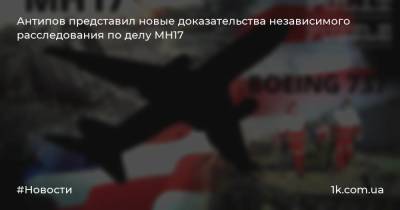 Антипов представил новые доказательства независимого расследования по делу MH17