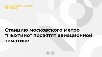 Станцию московского метро "Пыхтино" посвятят авиационной тематике