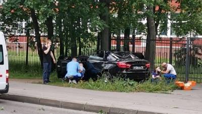 В Петербурге ветер обрушил дерево на машину с людьми, есть пострадавшие
