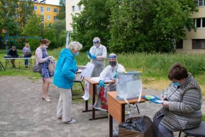 Петрозаводчане голосуют по поправкам к Конституции во дворе. Фото, видео
